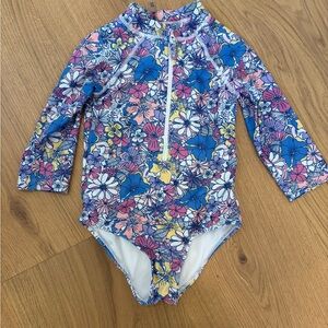 Floral Kids Swimwear with Zipper